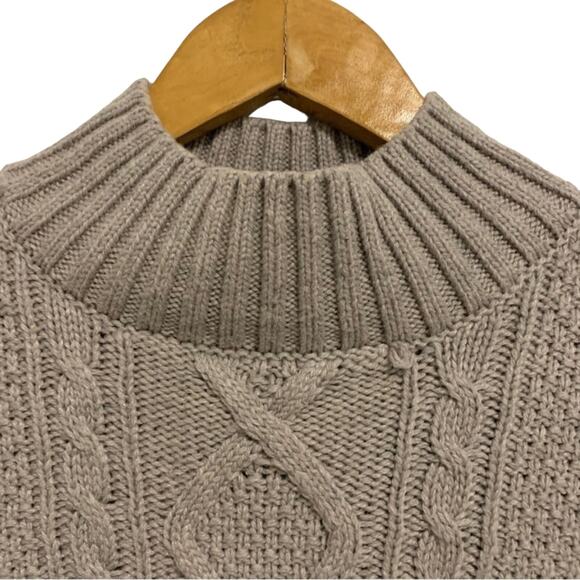 Lucky Brand Beige Cable Knit Mock Neck Sweater - Picture 5 of 9